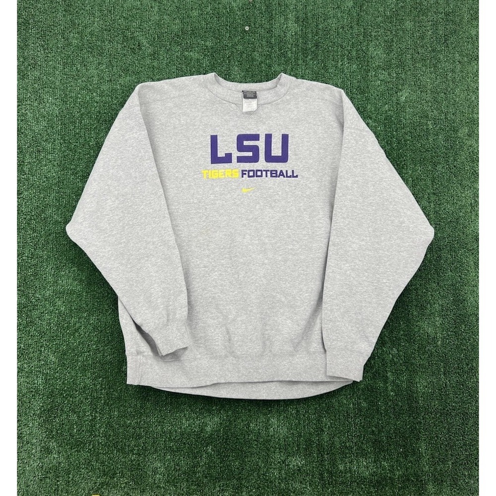 Vintage LSU Sweatshirt Mens XXL Gray 90s Nike Center Swoosh College Lousiana